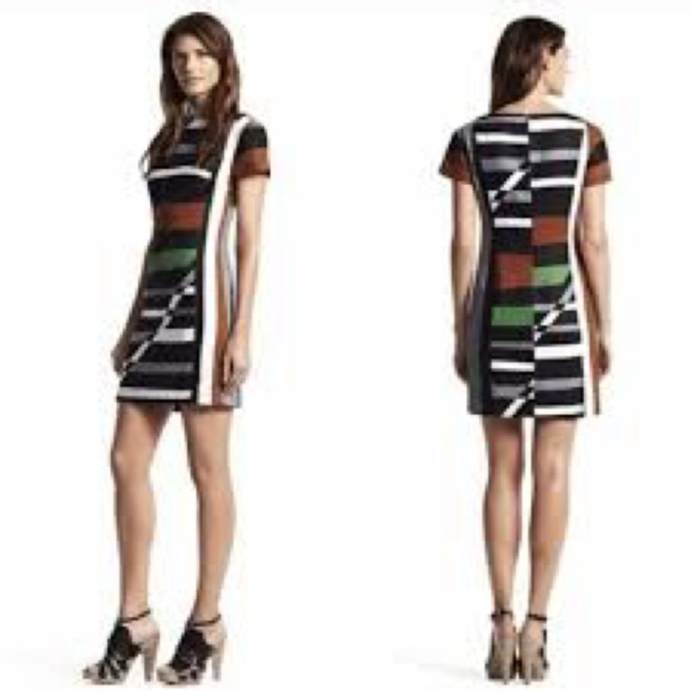 Derek Lam Black and Brown Striped Mini Dress